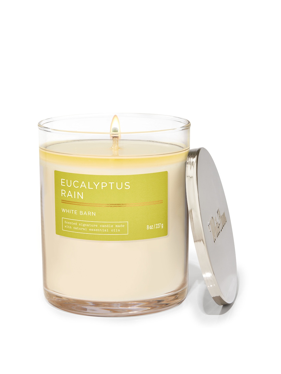 

Bath & Body Works White Barn Eucalyptus Rain Signature Single Wick Candle - 227 g, Green