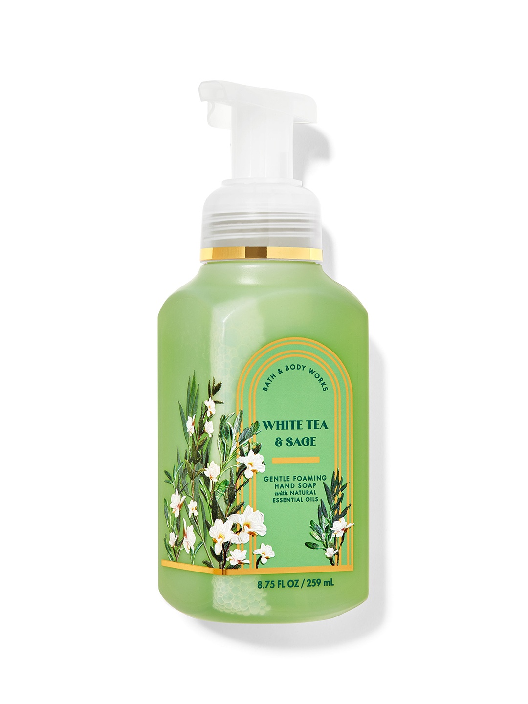 

Bath & Body Works White Tea & Sage Gentle Foaming Hand Soap with Essential Oils - 259 ml, Green