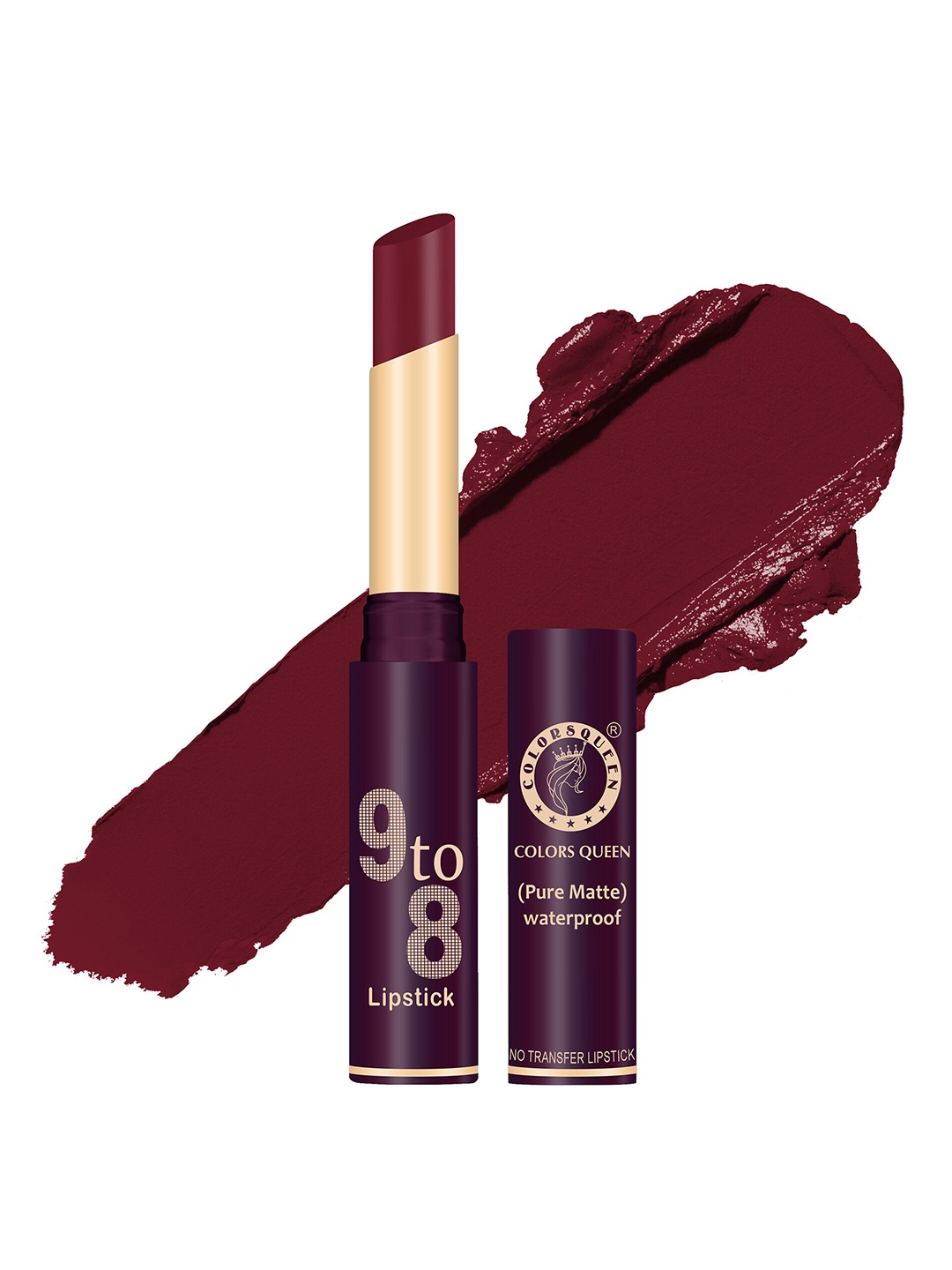 

Colors Queen 9to8 Pure Matte Waterproof Long-Lasting Non-Transfer Lipstick- Karina Red 019, Burgundy