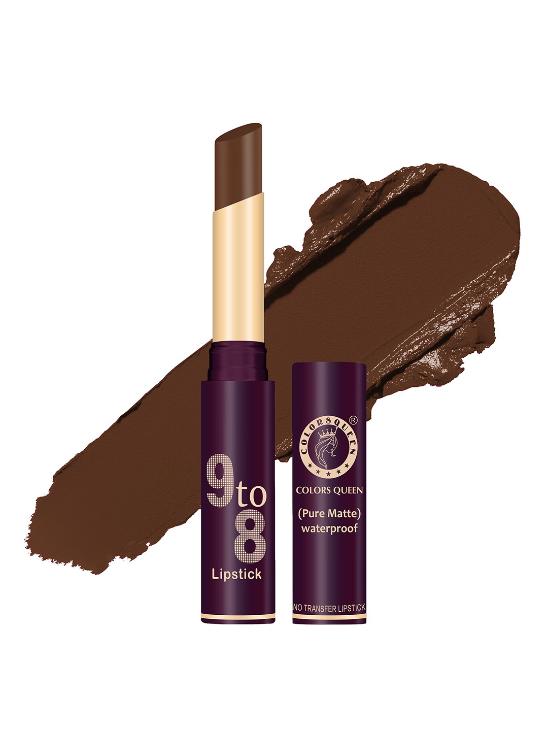 

Colors Queen 9to8 Pure Matte Waterproof Non-Transfer Lipstick - Coffee Toffee 022, Coffee brown