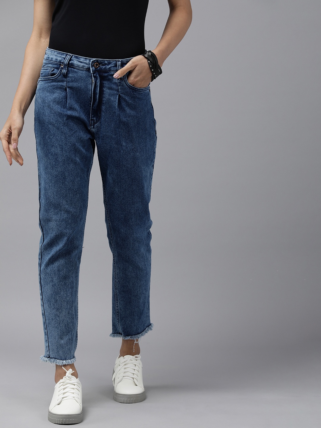 

Roadster Women Boyfriend Fit High-Rise Jeans, Blue