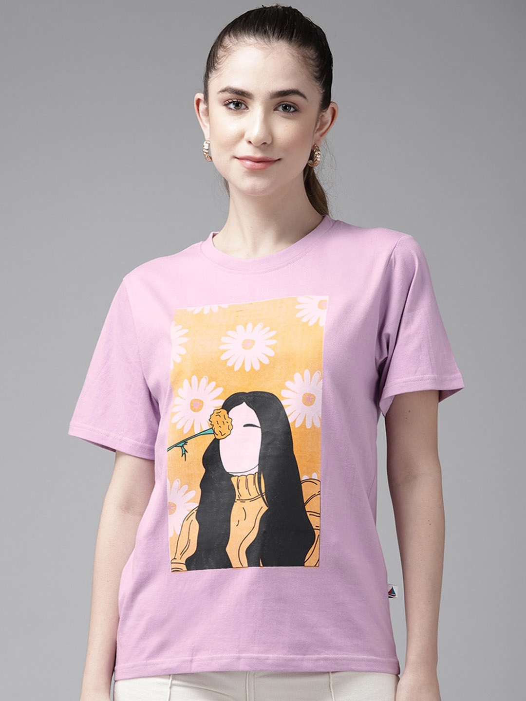 

The Dry State Lavender Graphic Printed Oversize Fit Knitted Cotton T-Shirt