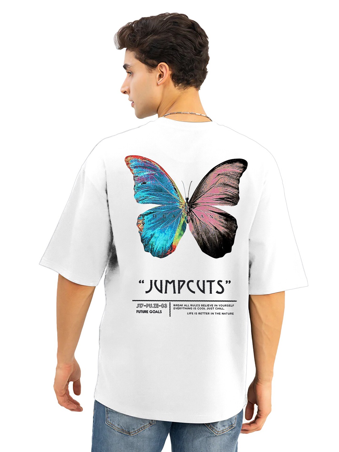 

JUMPCUTS Graphic Printed Cotton T-shirt, White