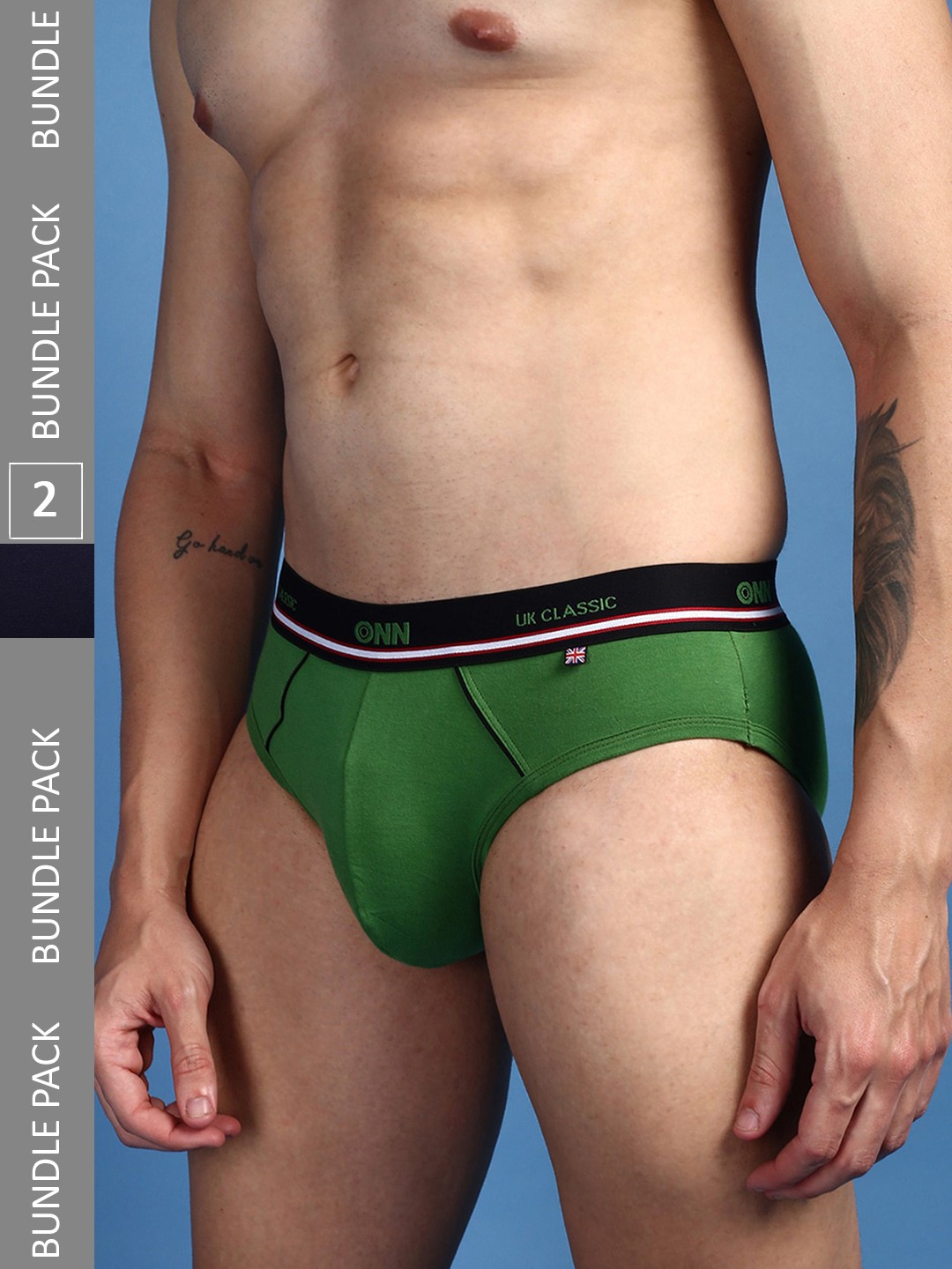 

ONN Men Set of 2 Anti-Odour Anti-Microbial Basic Briefs, Navy blue
