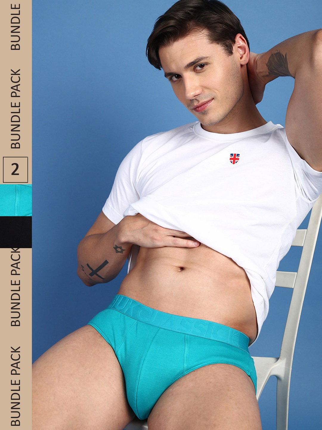 

ONN Pack Of 2 Ultra Soft Anti-Odour Anti-Microbial Basic Briefs, Blue