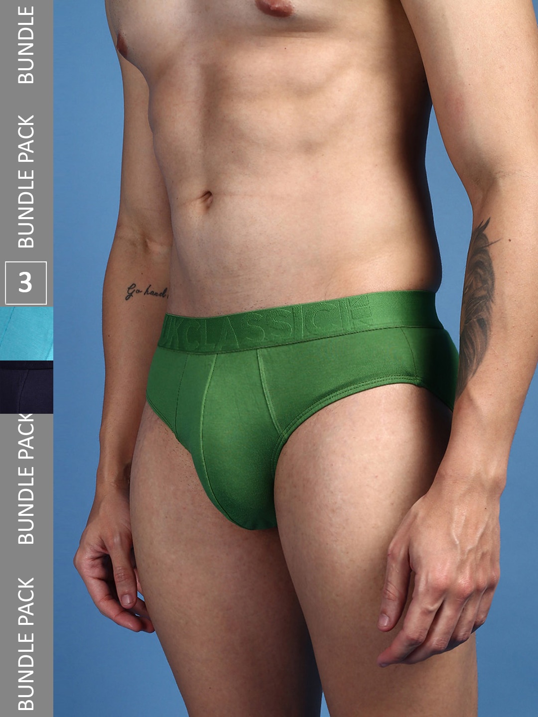 

ONN Men Pack Of 3 Anti-Odour Anti-Microbial Basic Briefs, Navy blue