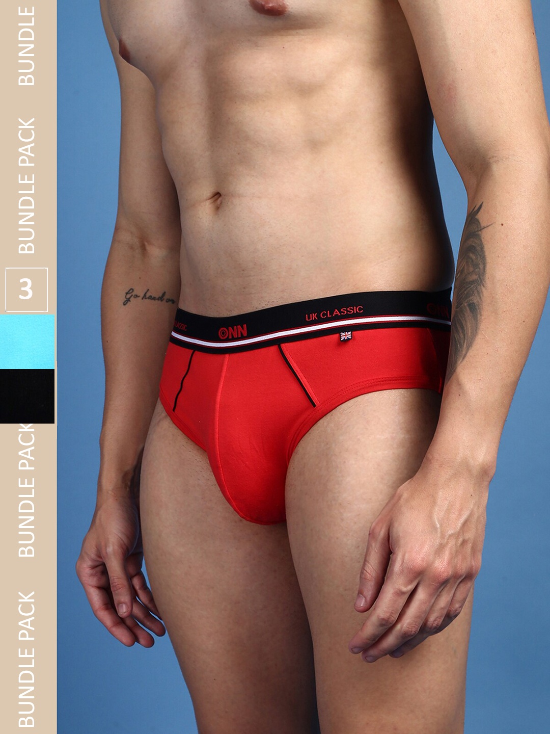 

ONN Pack Of 3 Combed Cotton Anti-Odour Anti-Microbial Basic Briefs, Red