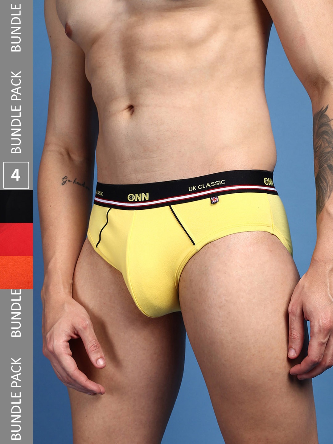 

ONN Men Pack Of 4 Assorted Anti-Odour Anti-Microbial Cotton Basic Briefs
