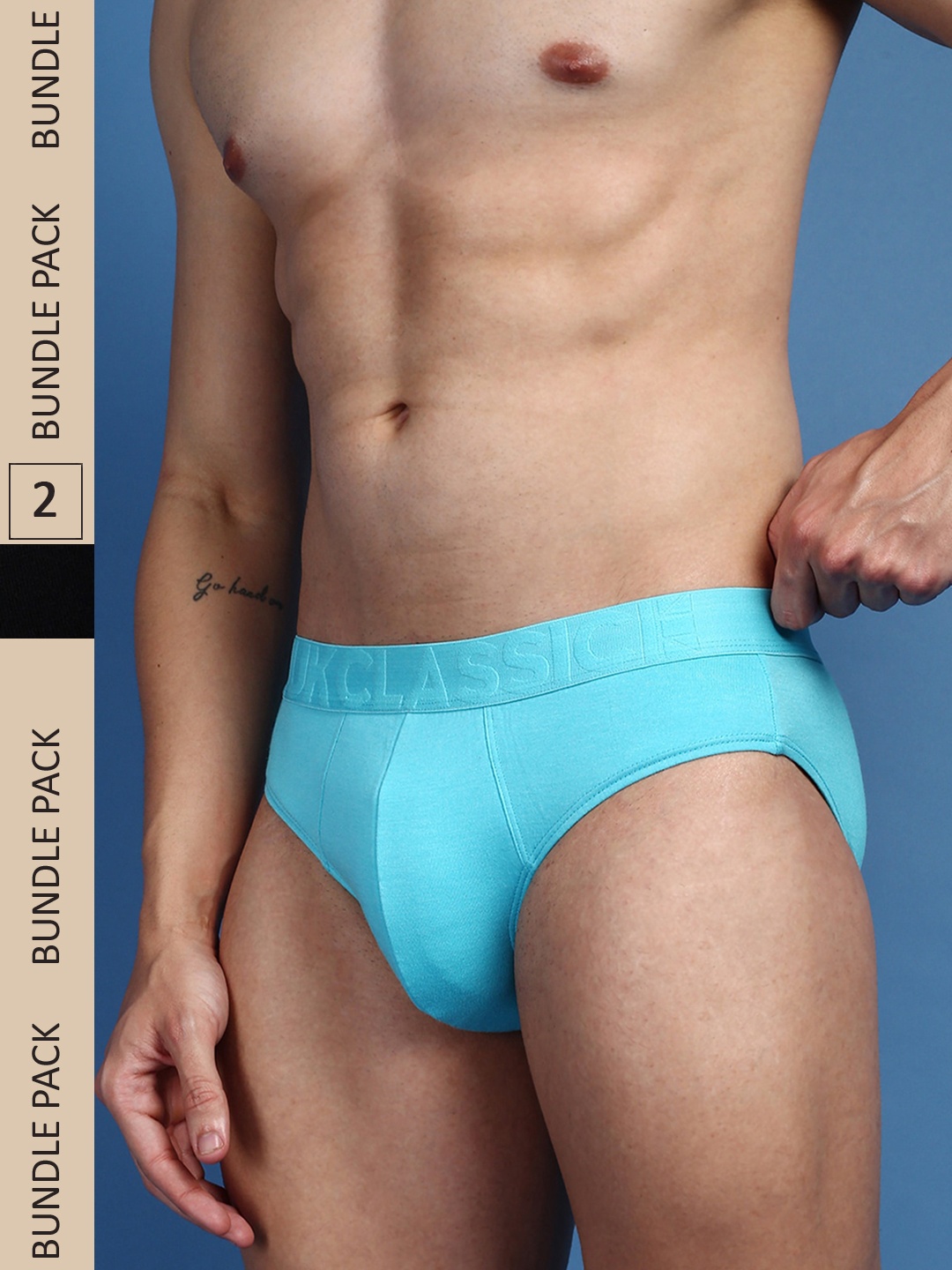 

ONN Men Pack Of 2 Modal Anti-Odour Anti-Microbial Basic Briefs, Blue