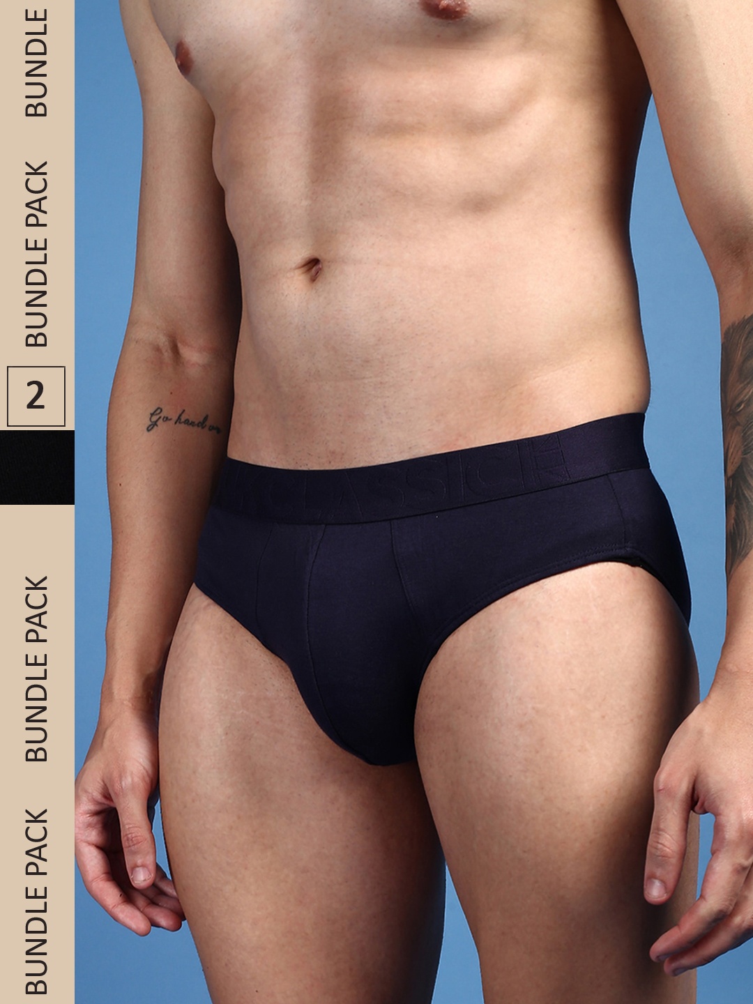 

ONN Men Pack Of 2 Anti-Odour Anti-Microbial Basic Briefs, Navy blue