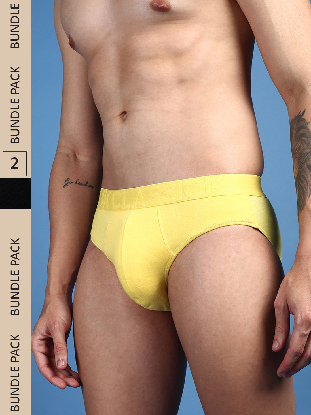 

ONN Men Pack Of 2 Mid-Rise Anti-Odour Anti-Microbial Basic Briefs, Yellow