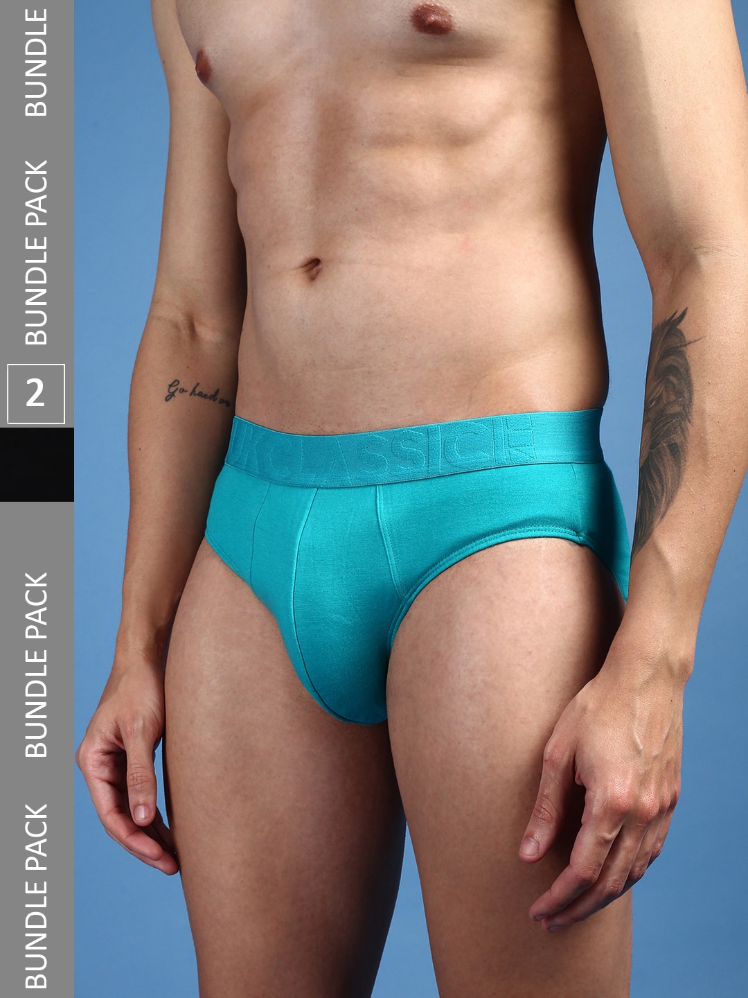 

ONN Men Pack Of 2 Modal Anti-Odour Anti-Microbial Basic Briefs, Turquoise blue