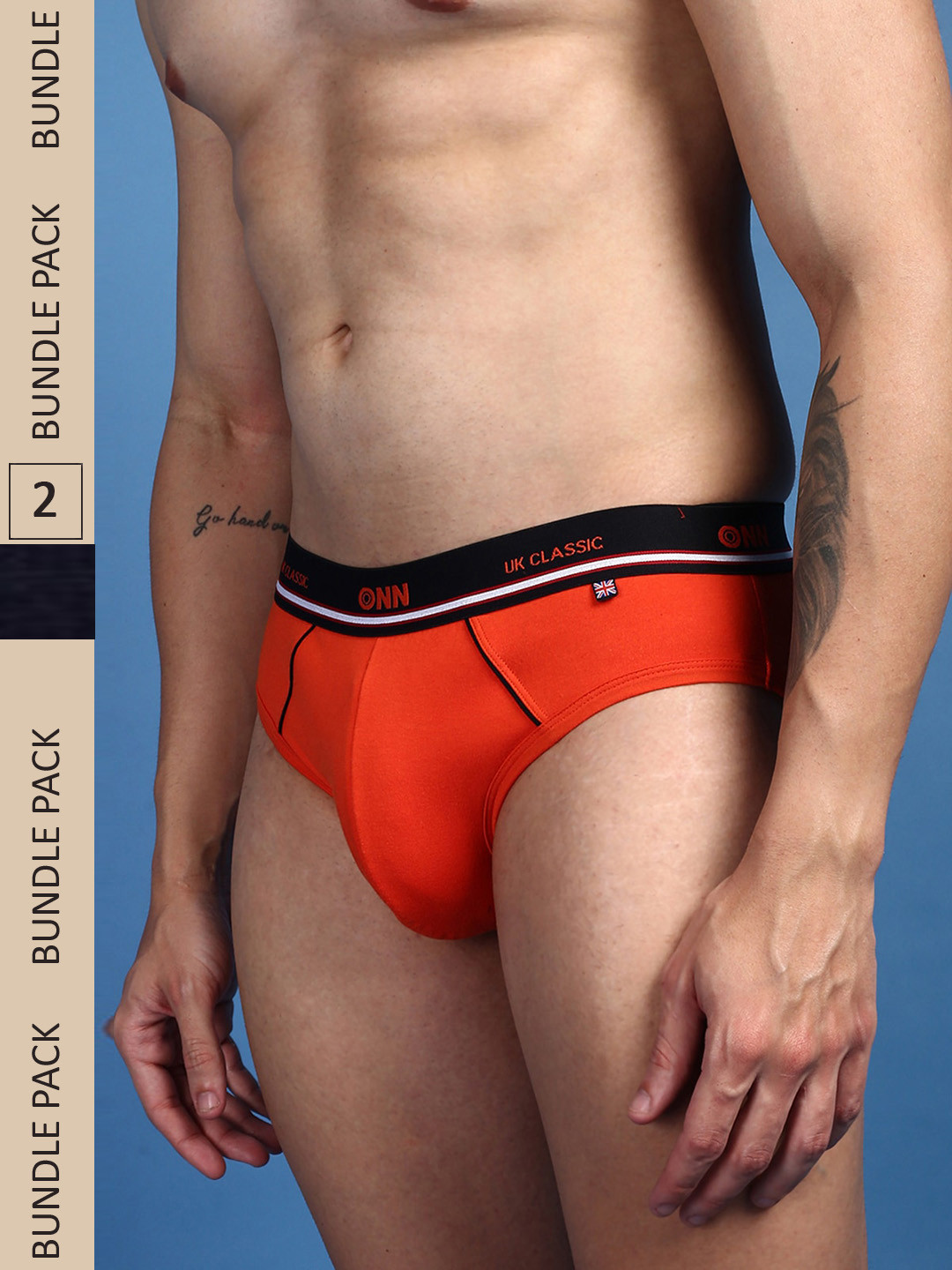

ONN Men Pack Of 2 Mid-Rise Anti-Odour Anti-Microbial Basic Briefs, Navy blue