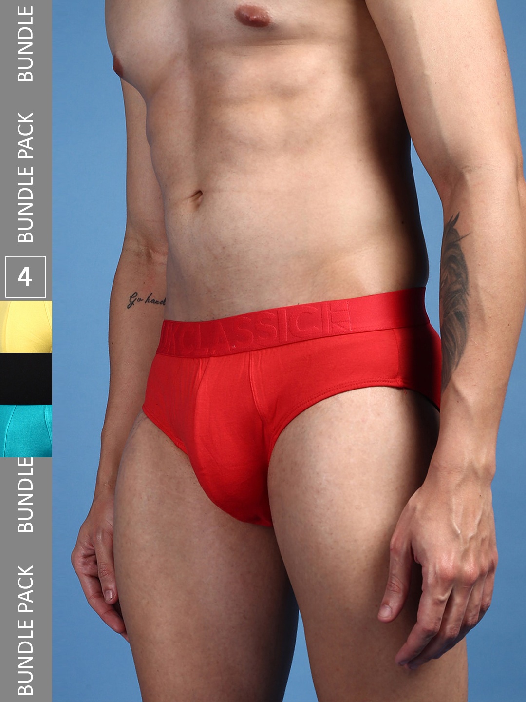 

ONN Men Pack Of 4 Assorted Modal Anti-Odour Anti-Microbial Basic Briefs