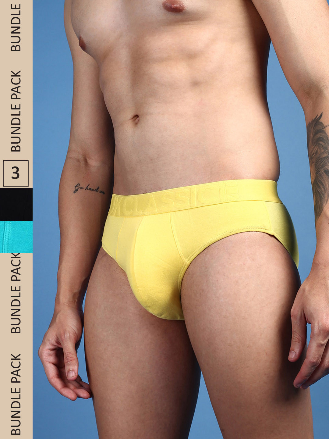 

ONN Men Pack Of 3 Ultra Soft Anti-Odour Anti-Microbial Basic Briefs, Blue