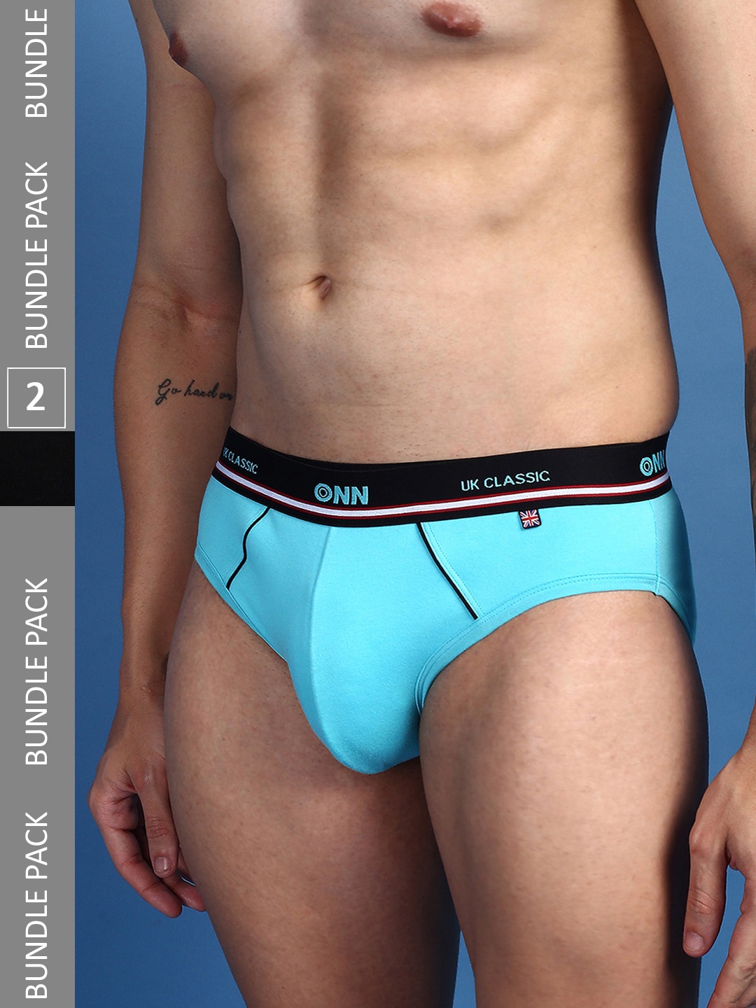 

ONN Men Pack Of 2 Anti-Odour Anti-Microbial Basic Briefs, Blue