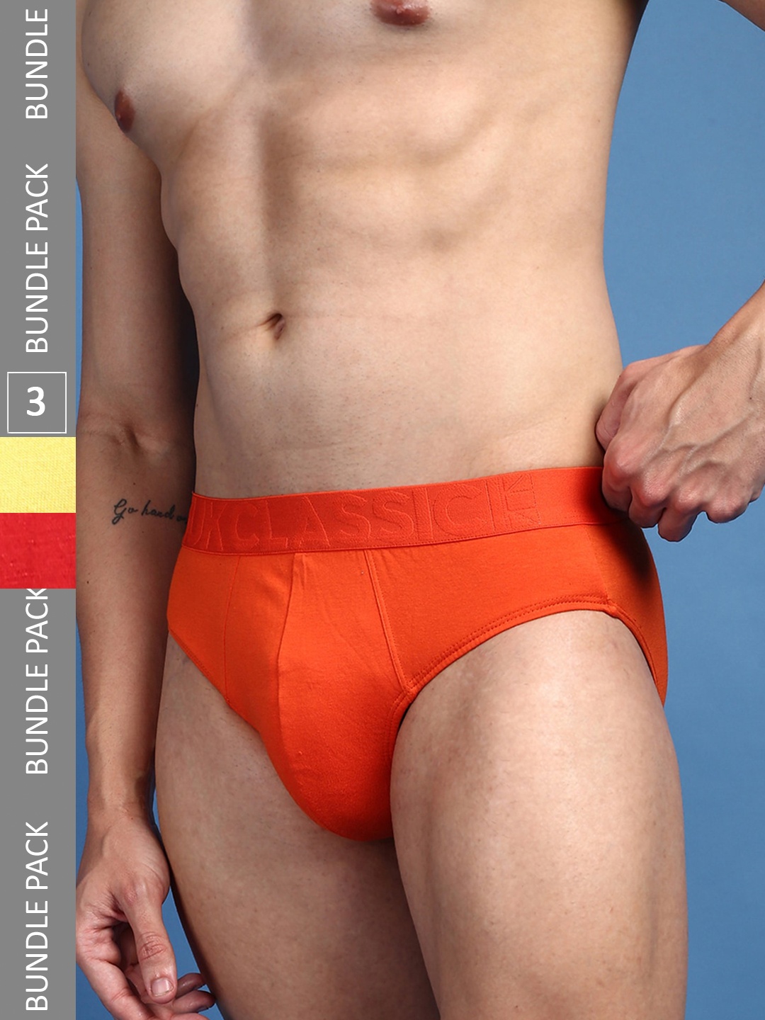

ONN Men Pack Of 3 Ultra Soft Anti-Odour Anti-Microbial Basic Briefs, Red
