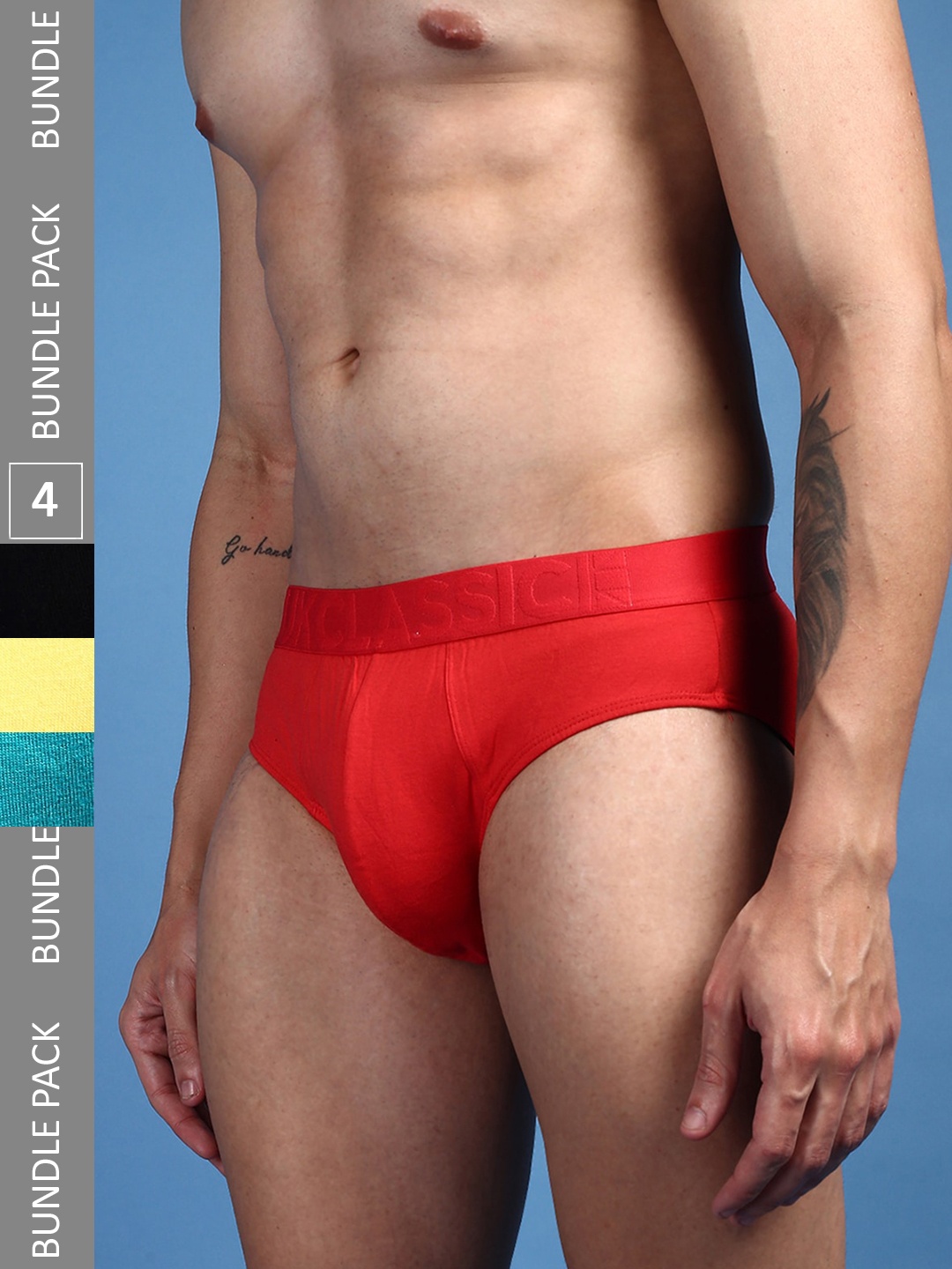 

ONN Men Pack Of 4 Sweat Wicking Anti-Odour Anti-Microbial Basic Briefs, Assorted