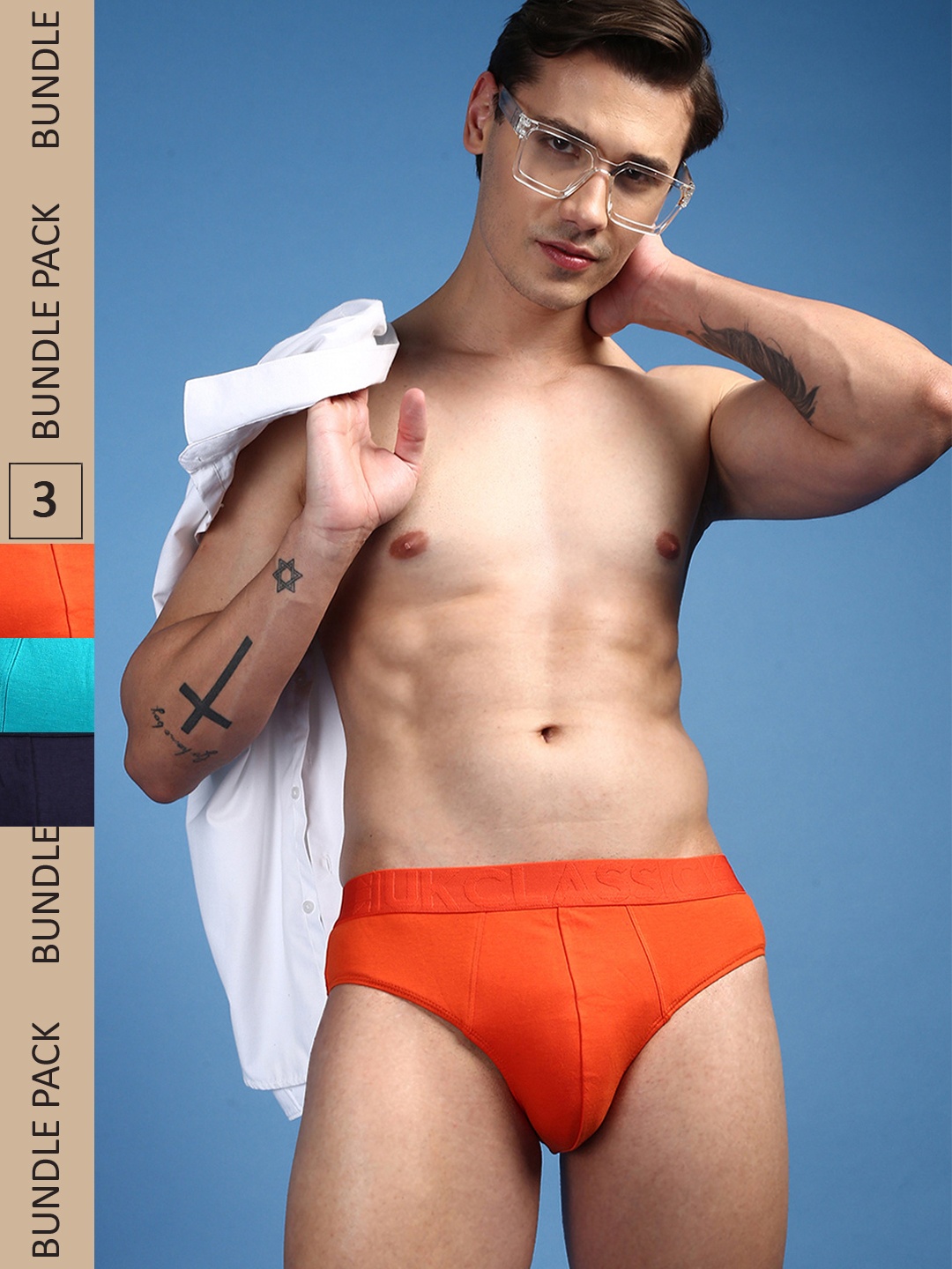 

ONN Men Pack of 3 Anti-Odour Anti-Microbial Basic Briefs, Navy blue