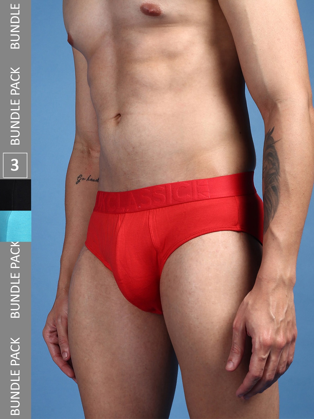 

ONN Men Pack Of 3 Ultra Soft Anti-Odour Anti-Microbial Basic Briefs, Red