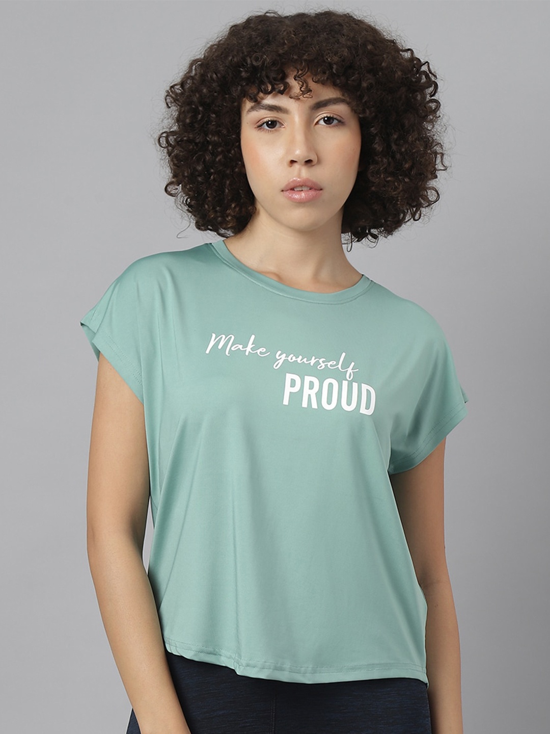 

MKH Typography Printed Extended Sleeves Dri-FIT Technology Sports T-Shirt, Green