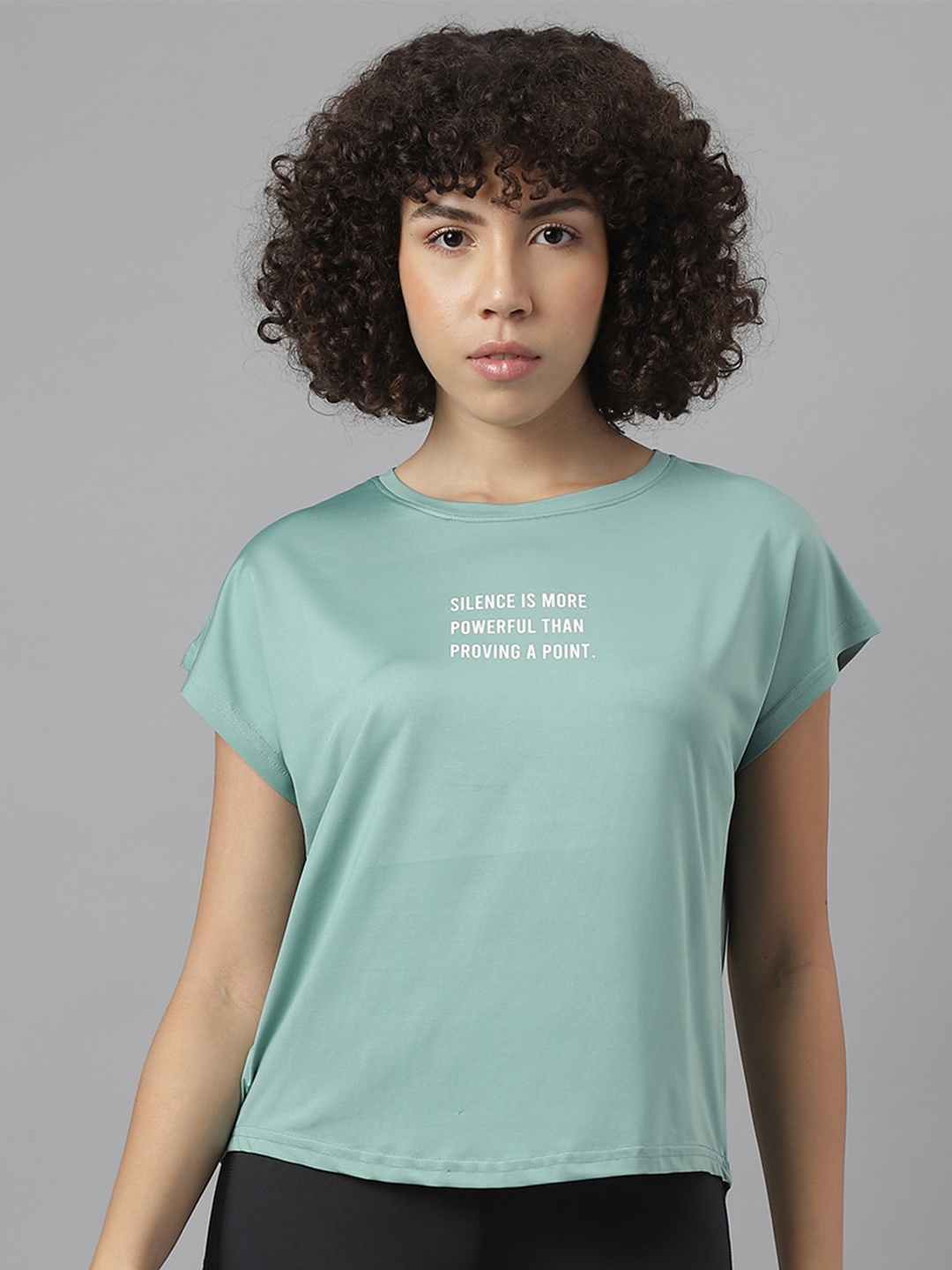 

MKH Typography Printed Extended Sleeves Dri-FIT Technology Sports T-Shirt, Green
