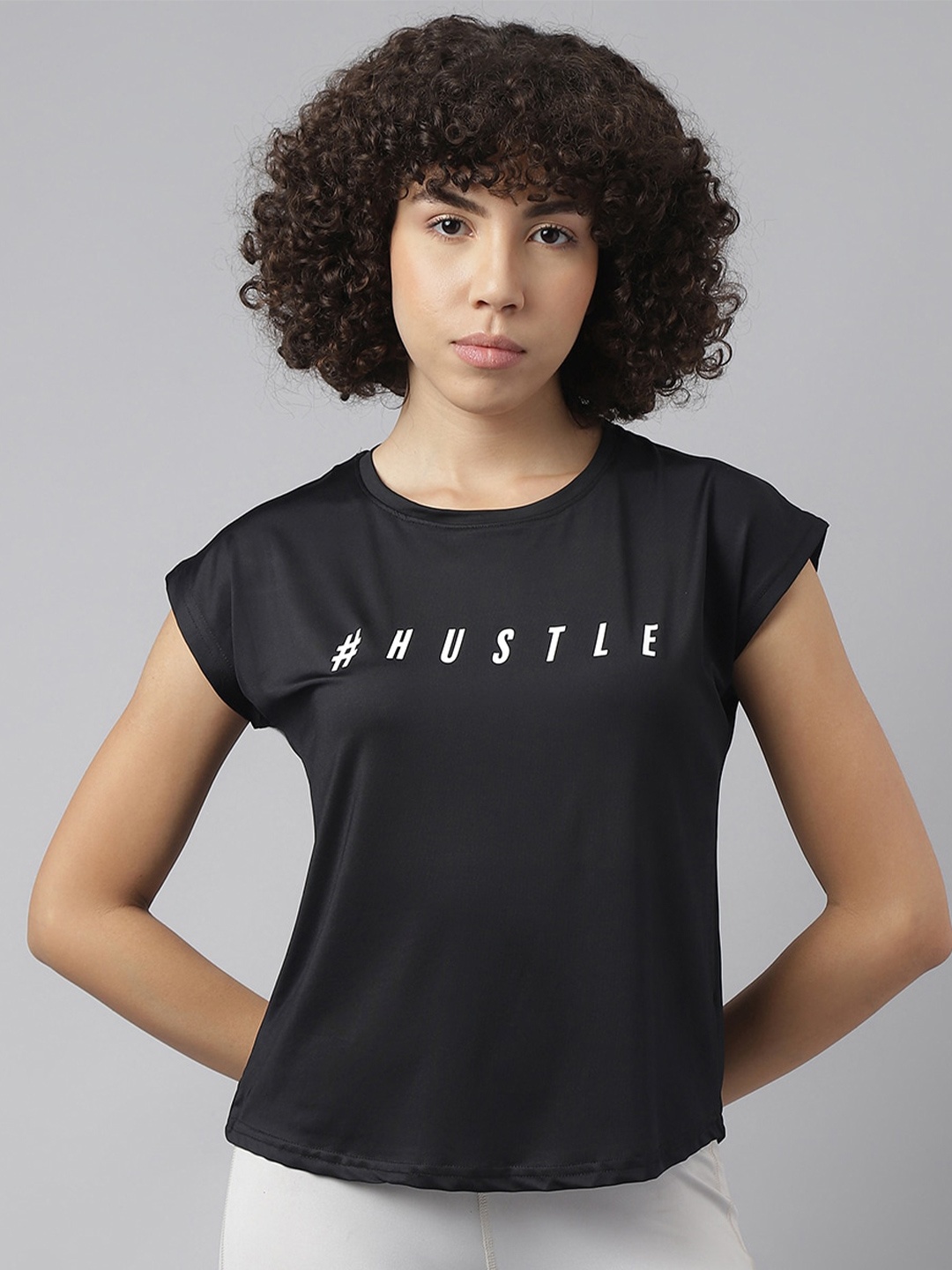 

MKH Typography Printed Round Neck Dri-FIT T-shirt, Black