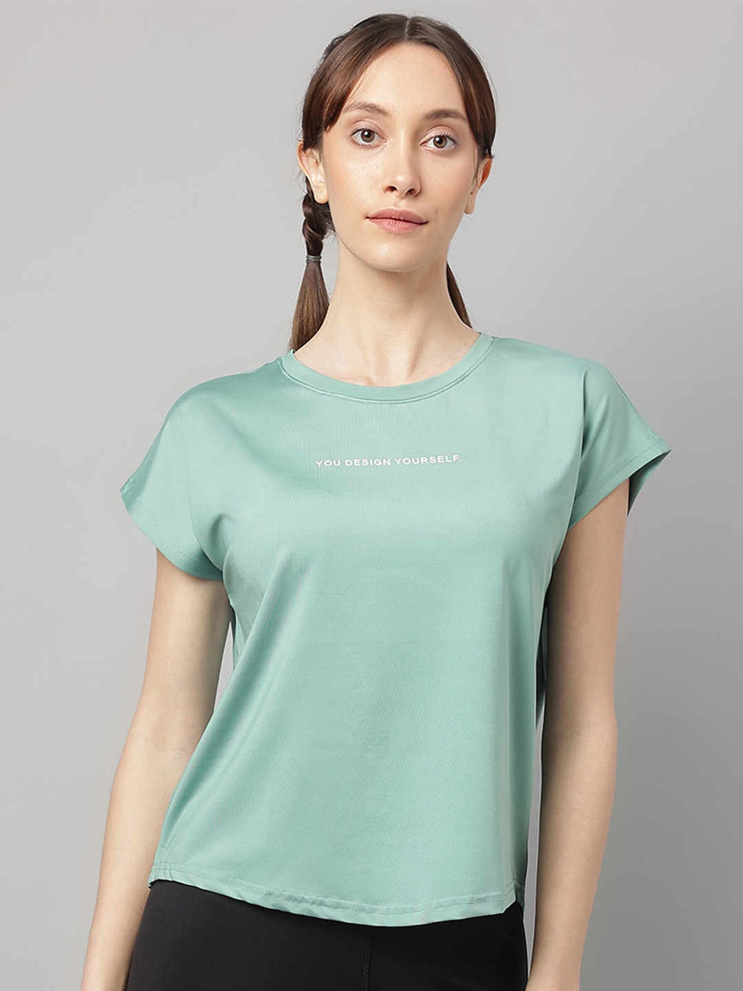 

MKH Typography Printed Extended Sleeves Dri-FIT Technology Sports T-Shirt, Green