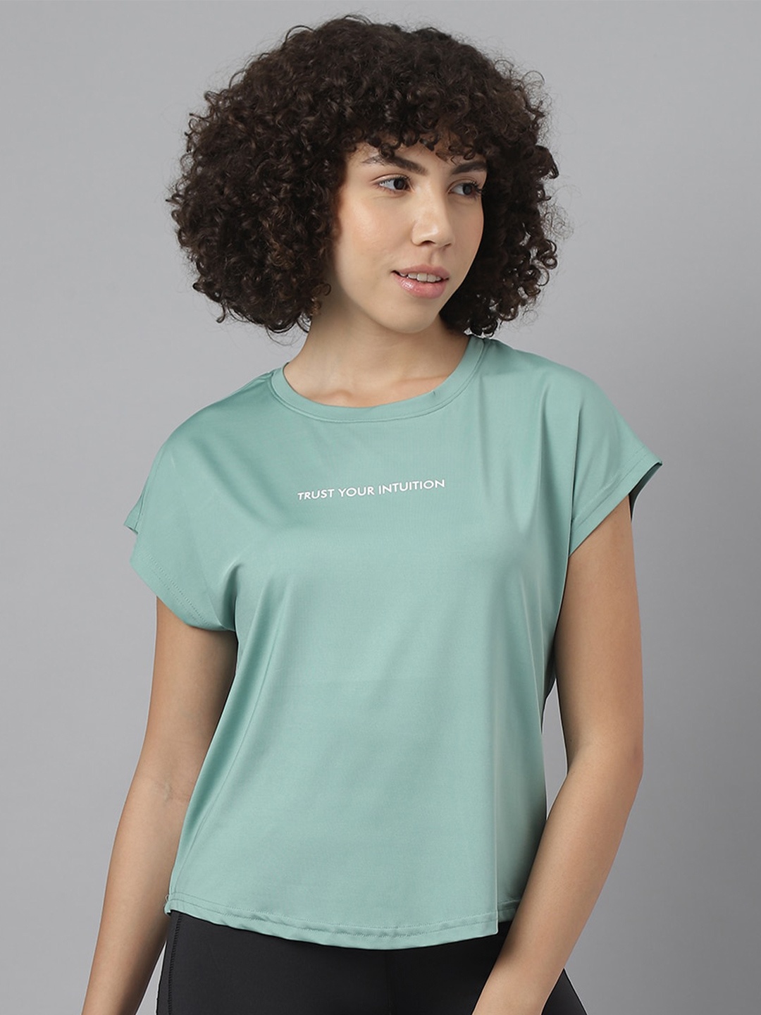 

MKH Typography Printed Extended Sleeves Dri-FIT Technology Sports T-Shirt, Green