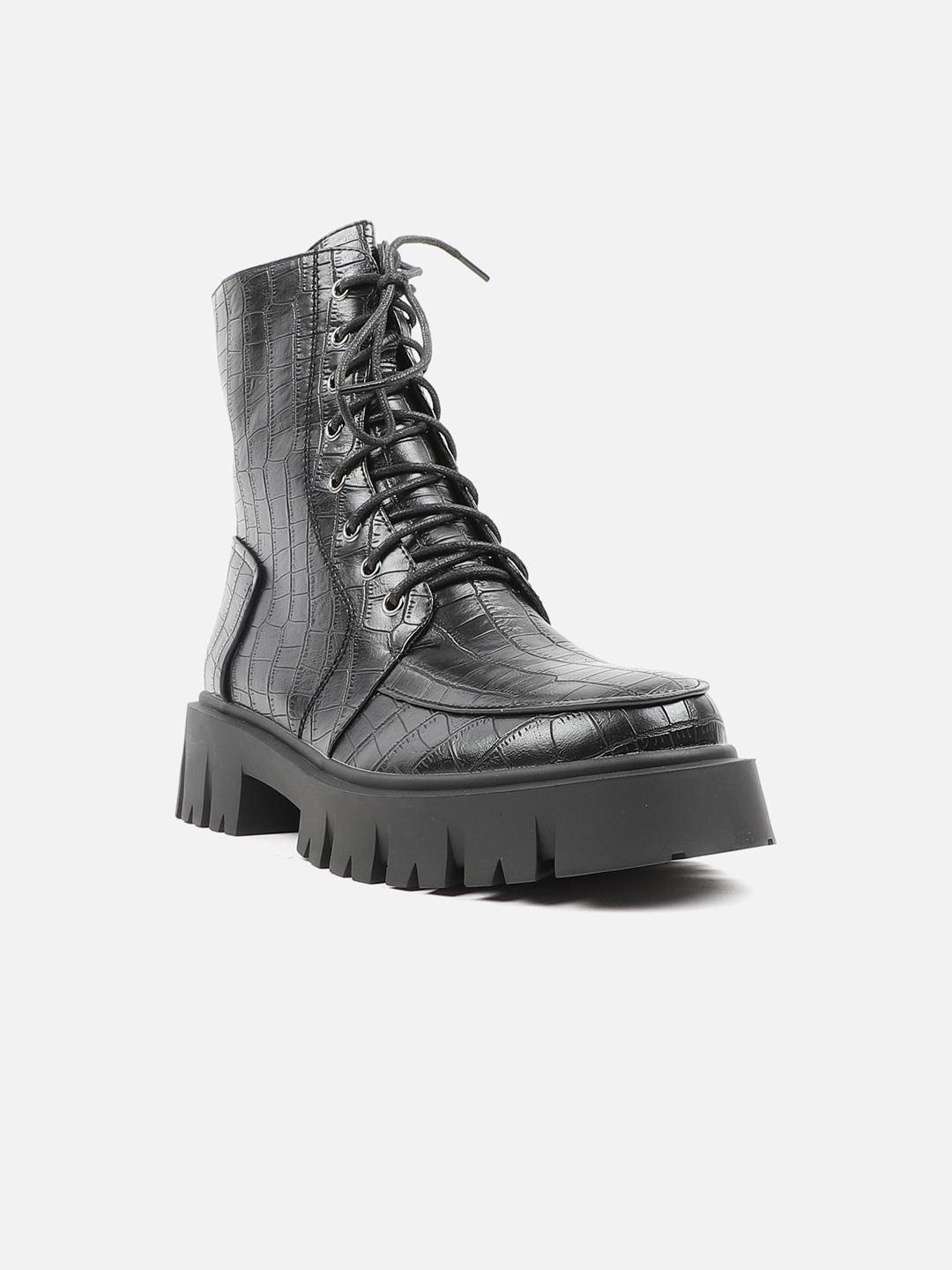 

Carlton London Women Textured High-Top Chunky Boots, Black
