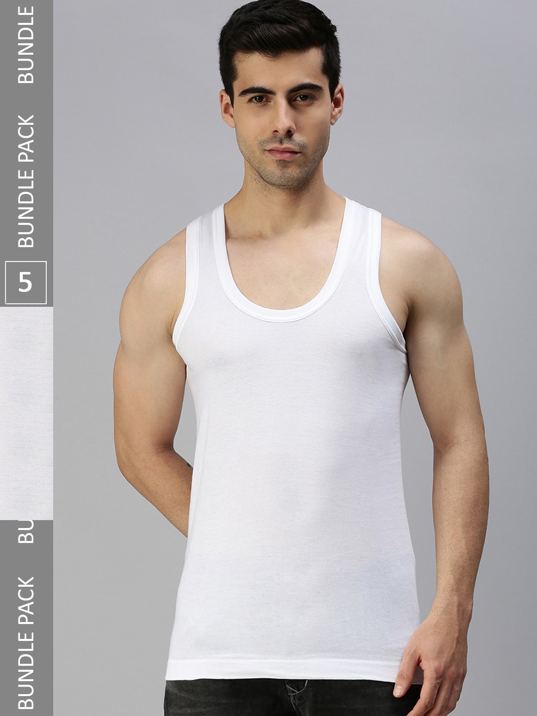 

ONN Men Pack Of 5 Label Free for Day Long comfort Innerwear Basic Vest, White