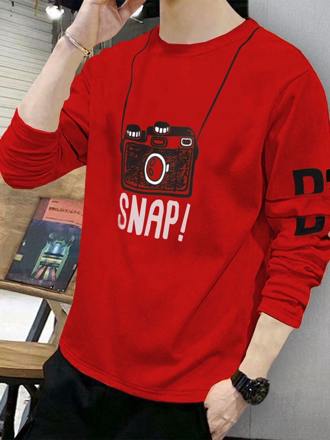 

BLIVE Boys Graphic Printed Round Neck Cotton T-Shirt, Red