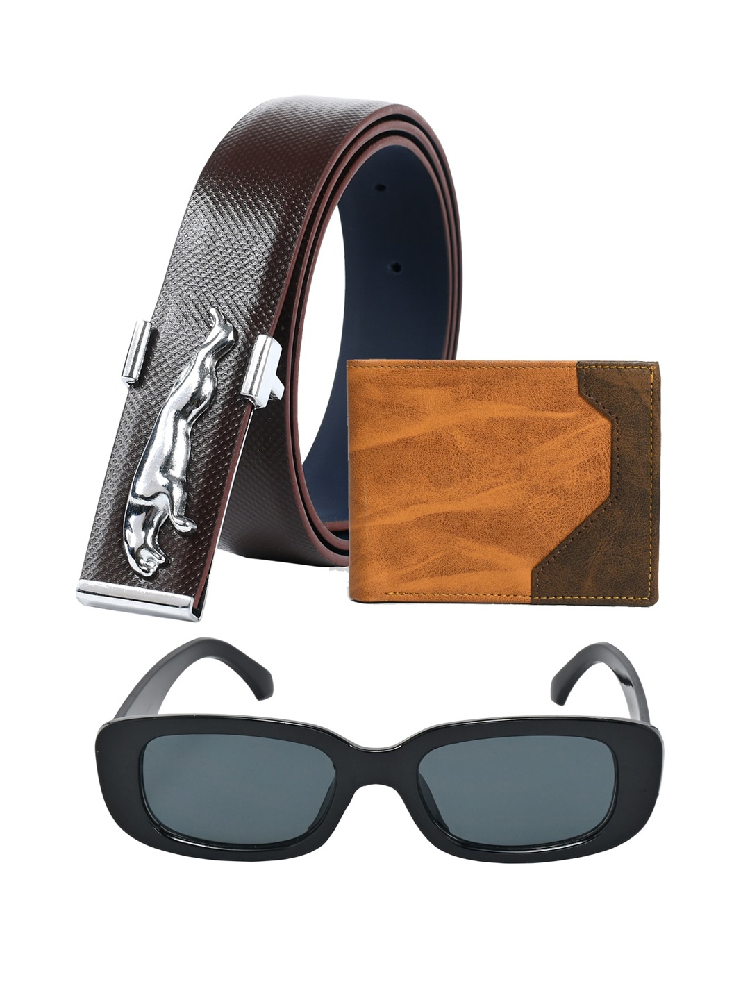 

Kastner Men Belt, Wallet & Sunglasses Accessory Gift Set, Brown