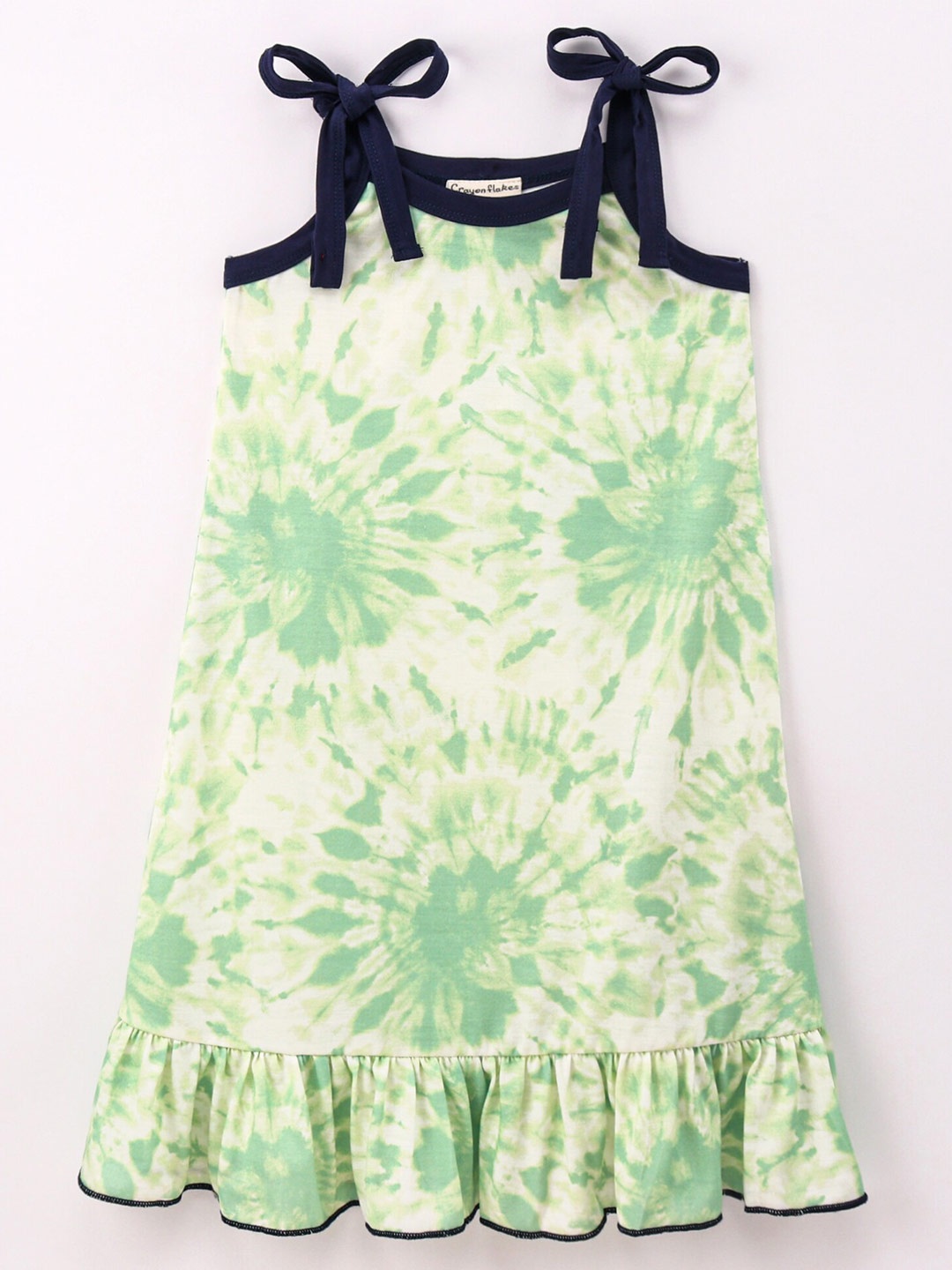 

CrayonFlakes Girls Tie And Dye Printed Nightdress, Off white