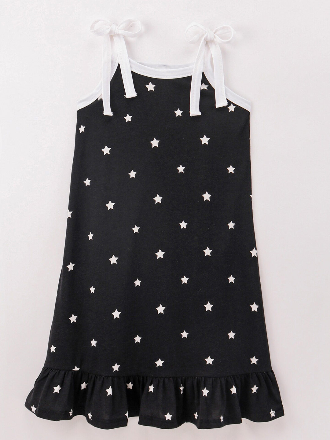 

CrayonFlakes Girls Conversational Printed Nightdress, Black