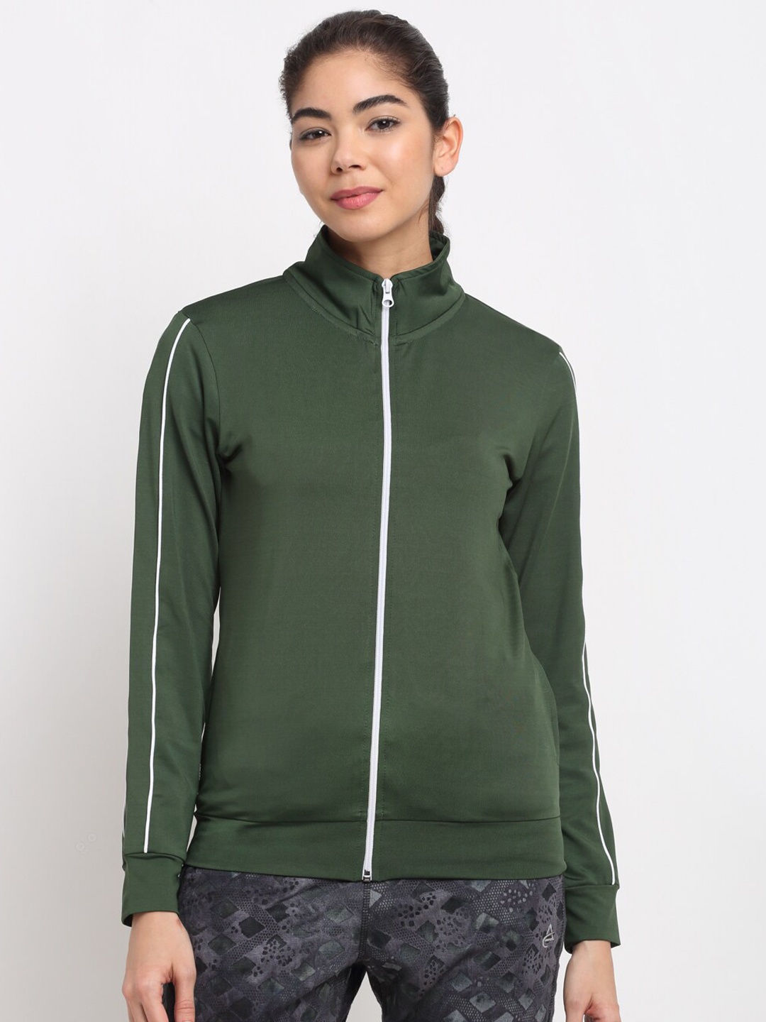 

PERFKT-U Rapid-Dry Stand Collar Windcheater Training or Gym Sporty Jacket, Olive