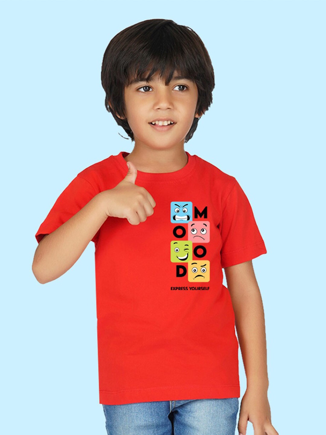 

NUSYL Boys Graphic Printed Round Neck T-shirt, Red