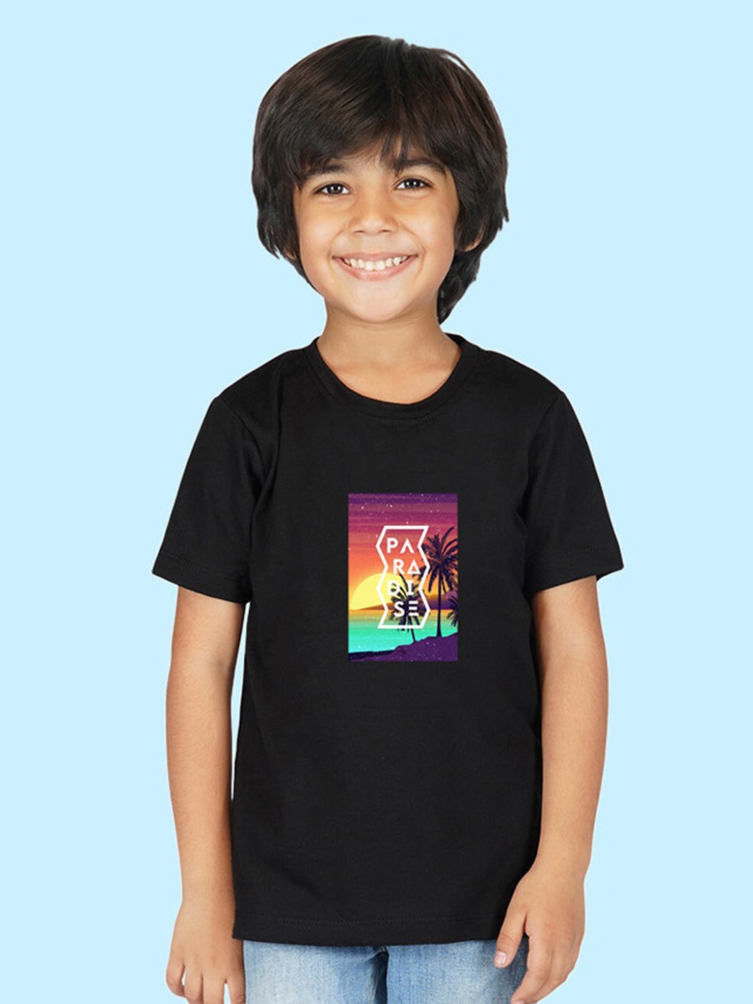 

NUSYL Boys Graphic Printed Cotton T-shirt, Black