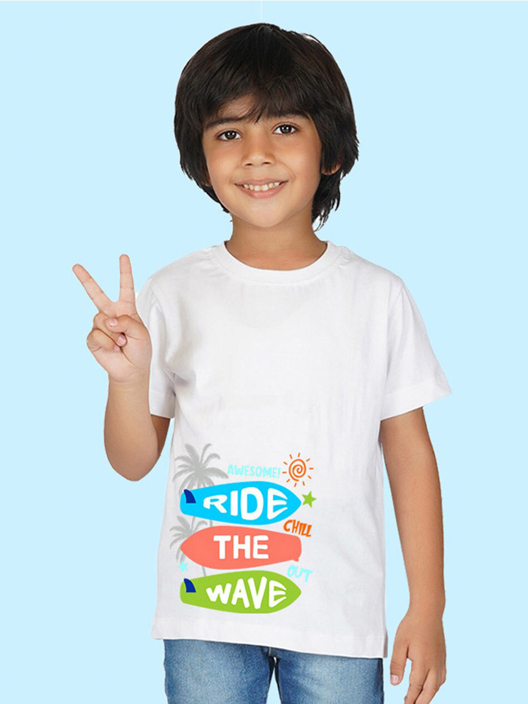 

NUSYL Boys Typography Printed Cotton T-shirt, White