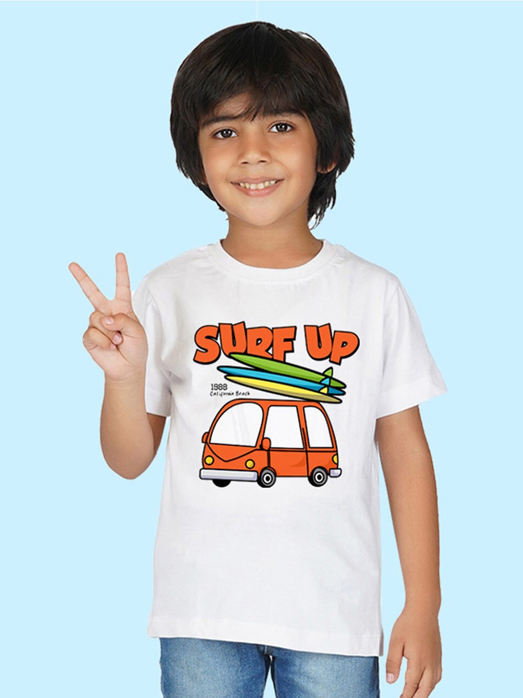 

NUSYL Boys Typography Printed Cotton T-shirt, White