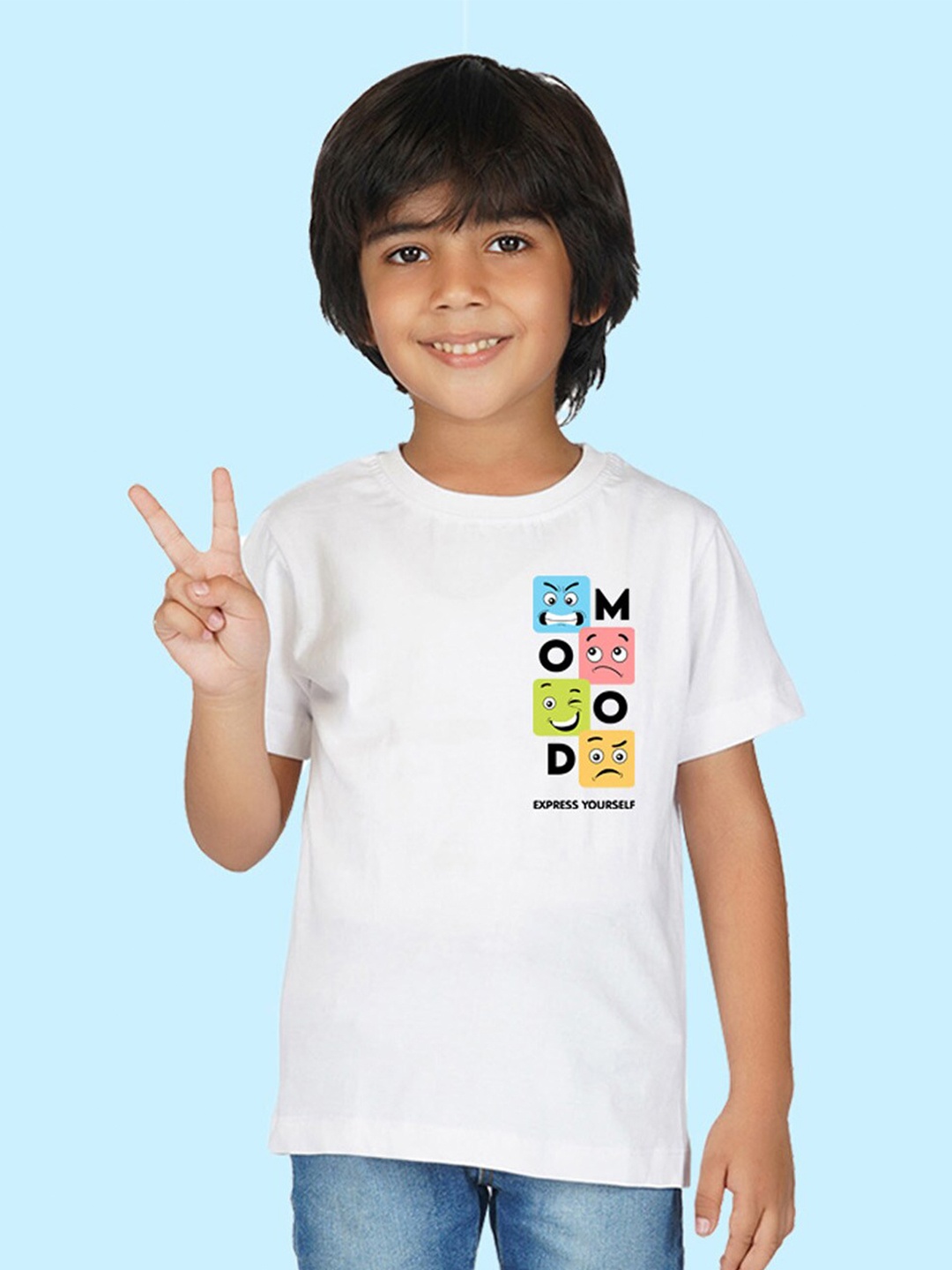 

NUSYL Boys Typography Printed Cotton T-shirt, White