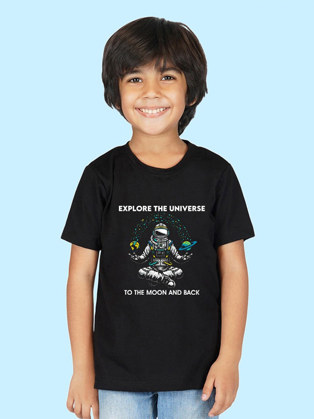 

NUSYL Boys Graphic Printed T-shirt, Black