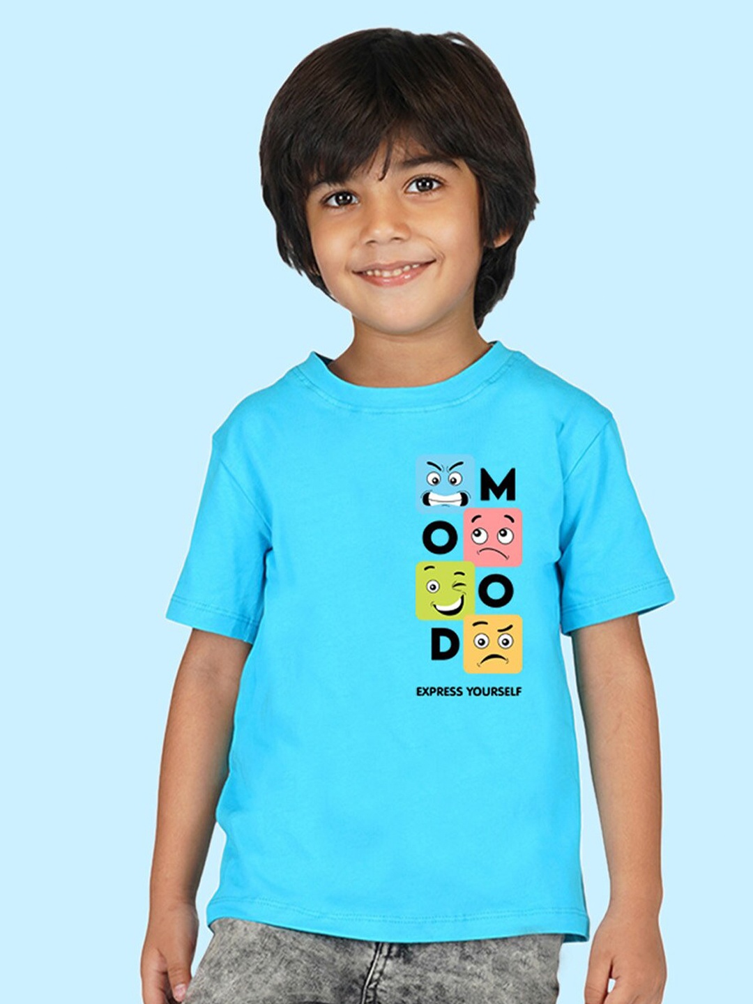 

NUSYL Boys Graphic Printed Round Neck T-shirt, Blue