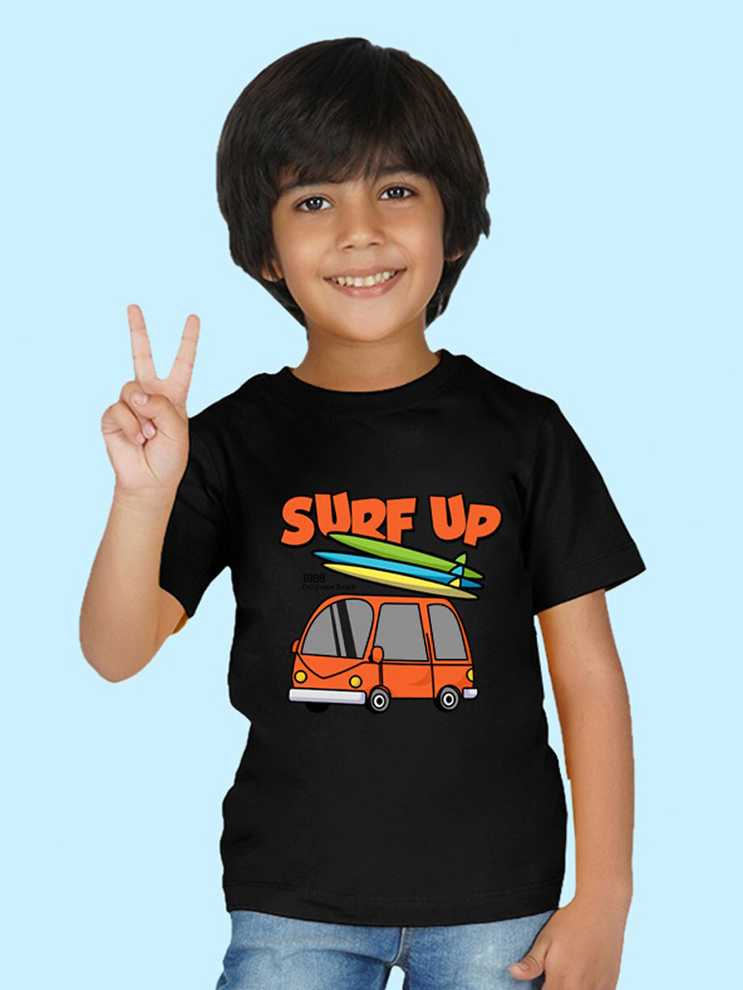 

NUSYL Boys Graphic Surf Up Printed T-shirt, Black