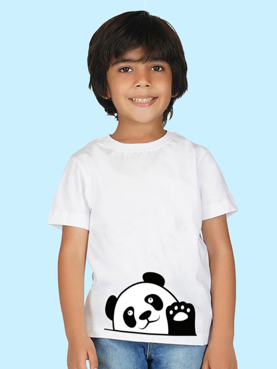 

NUSYL Boys Graphic Printed Round Neck Cotton T-shirt, White