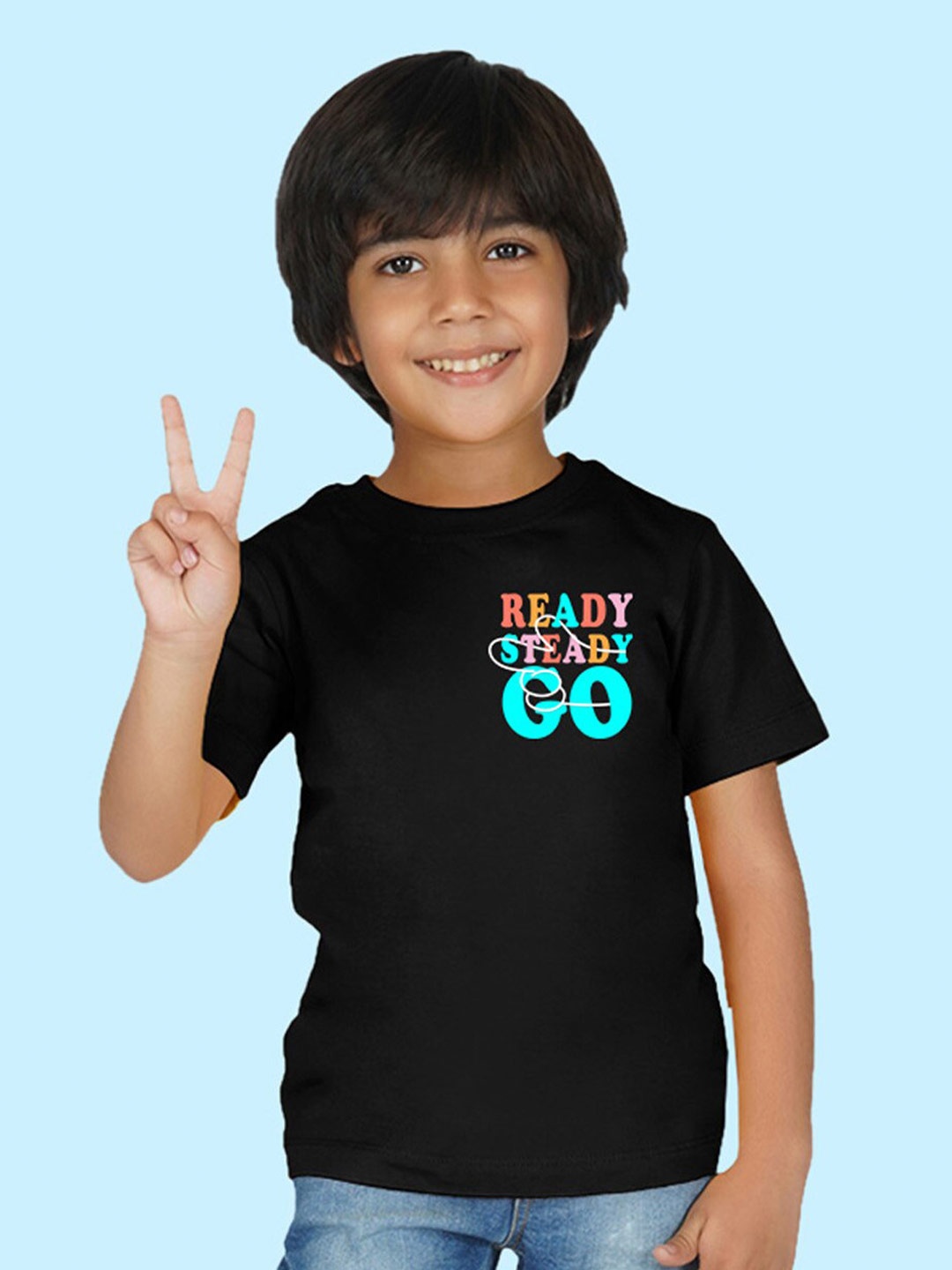 

NUSYL Boys Typography Printed T-shirt, Black