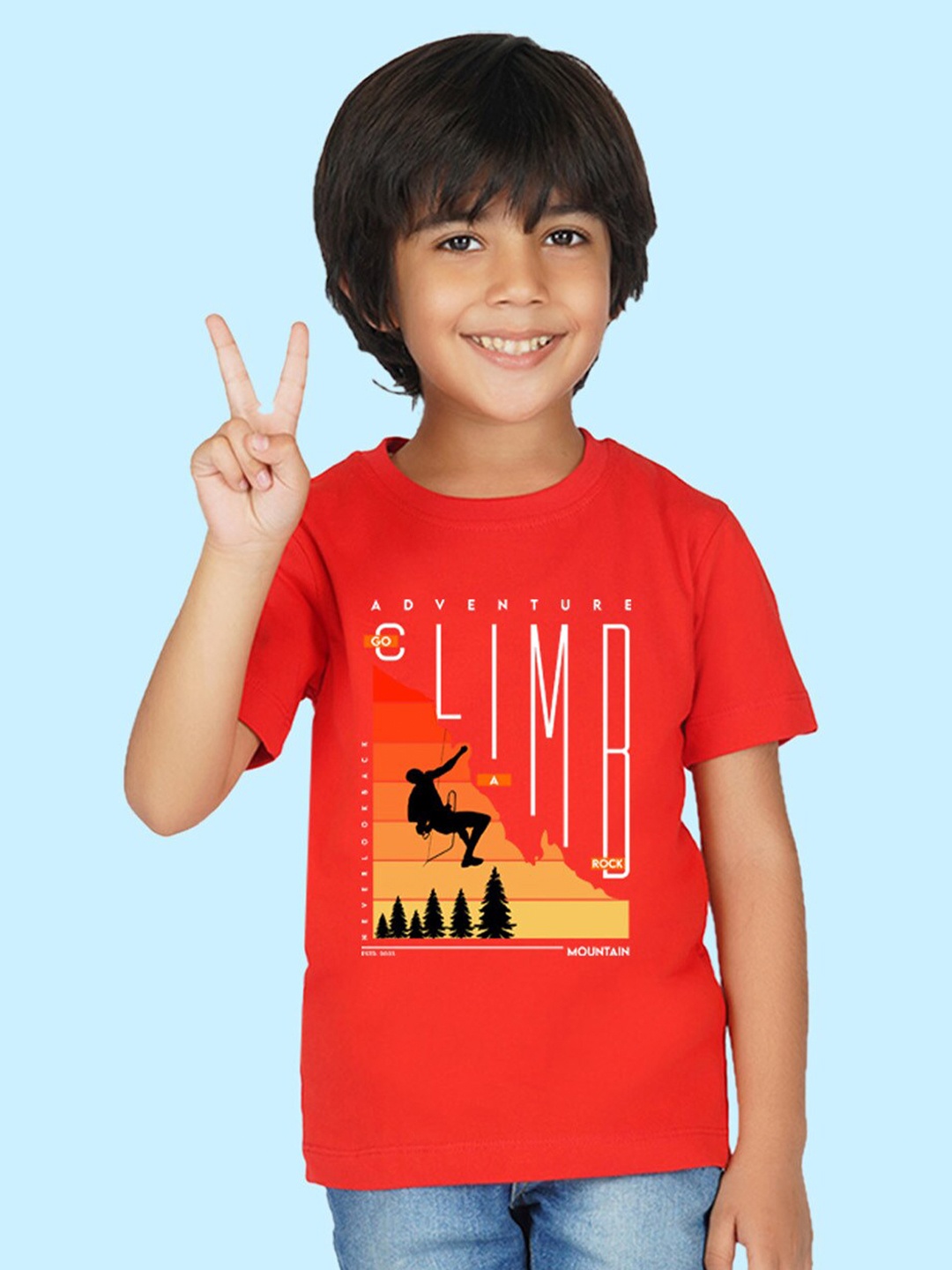 

NUSYL Boys Graphic Printed Cotton T-shirt, Red