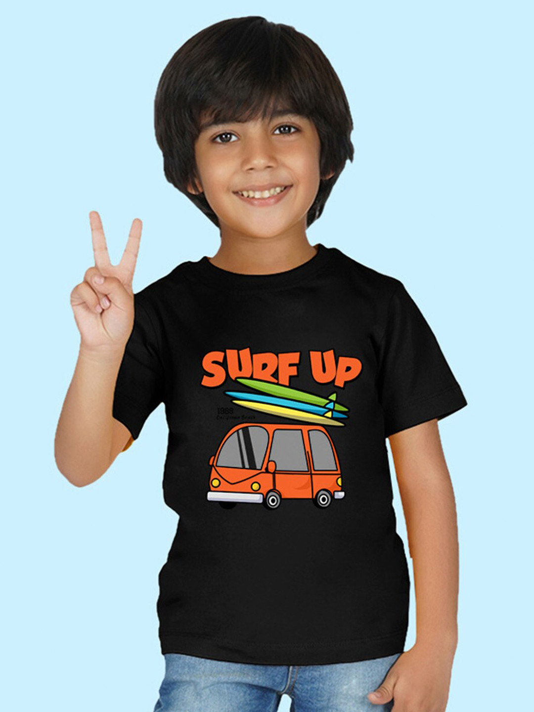 

NUSYL Boys Typography Printed Cotton T-shirt, Black
