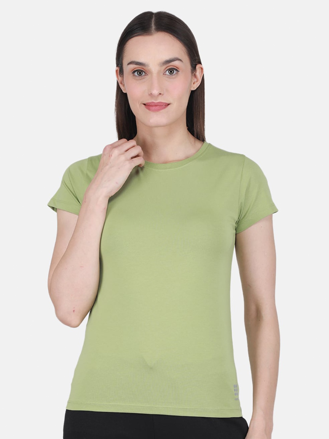 

rock.it Round Neck Half Sleeve Cotton Top, Green