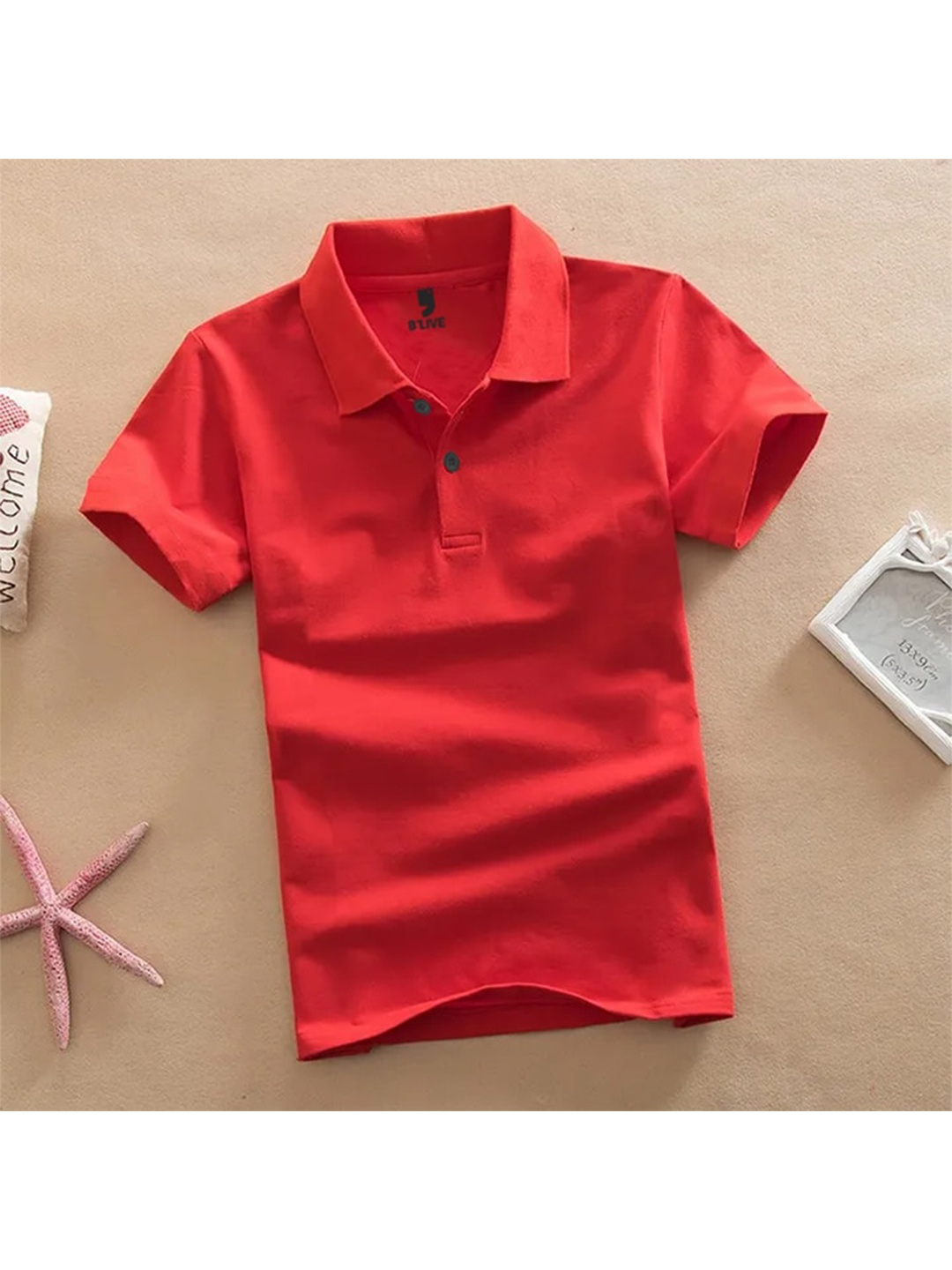 

BLIVE Boys Polo Collar Cotton T-Shirt, Red